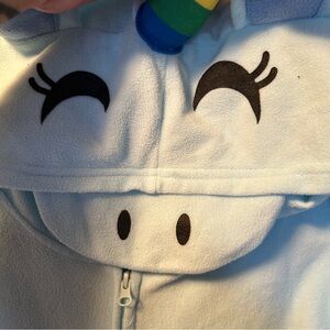 Under Disguise adult M/L teal Unicorn head hood sleepwear costume onesie